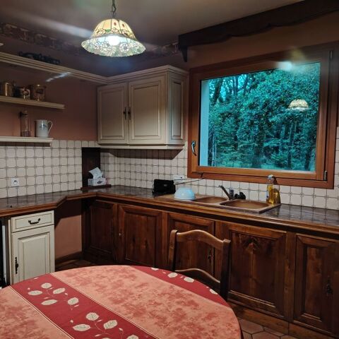 CUISINE meuble  chne massif peint  beige et Cerisier massif 0 Bains-sur-Oust (35)