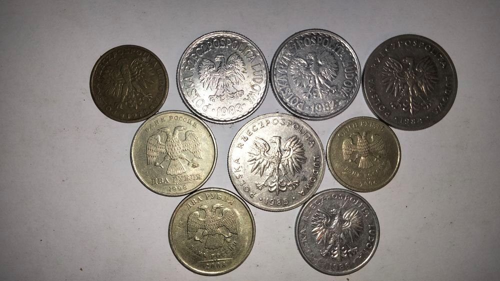 lot de 9 pi&egrave;ces de monnaie tous diff&eacute;rents Pologne et Russie 