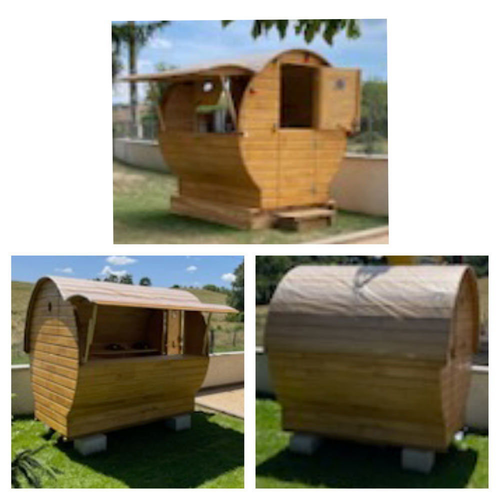  Chalet tonneau roulotte Jardin