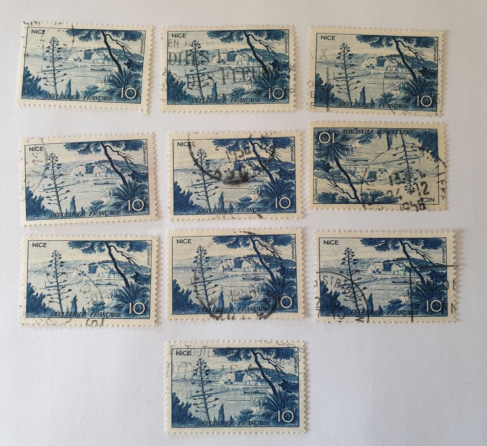 Timbre France Oblit&eacute;r&eacute; 1955 Le port de nice 10 F - lot 0.60 