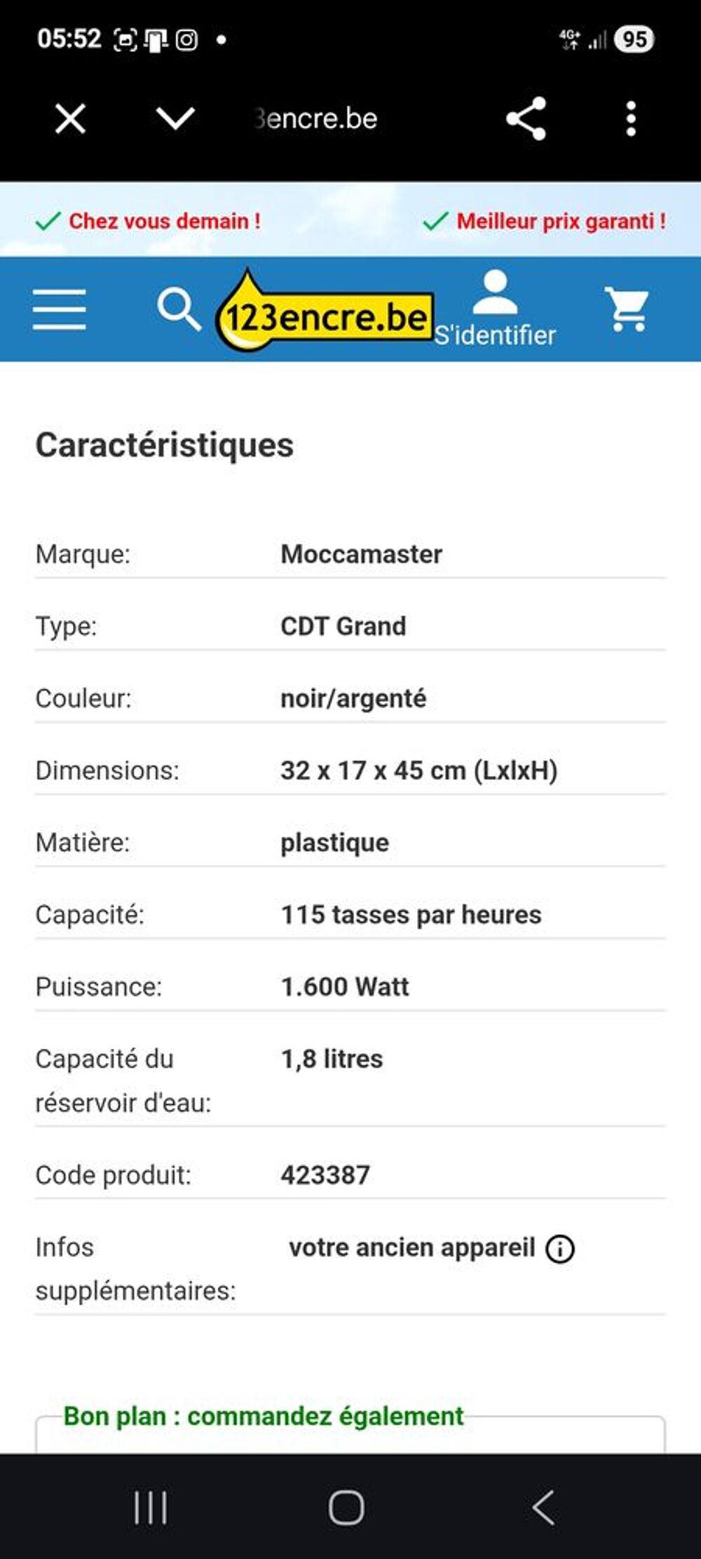 Cafetiere moccamaster Electroménager