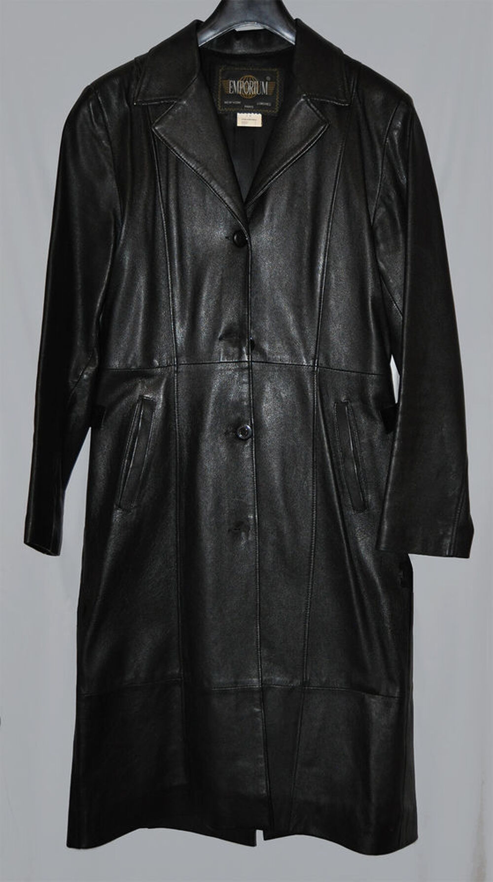 Manteau redingote femme long cuir v&eacute;ritable taille 38 marque Vêtements