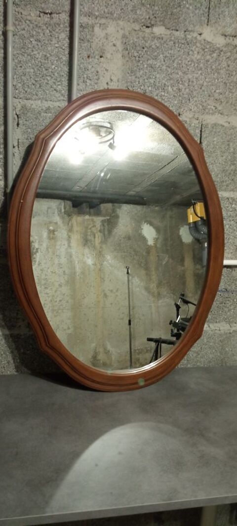 Miroir ovale / cadre bois + tablette : ann�e 80 10 Commelle (38)