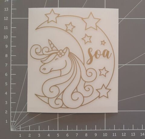 Sticker deco  licorne  (couleur or) personnalis  5 Coulaines (72)