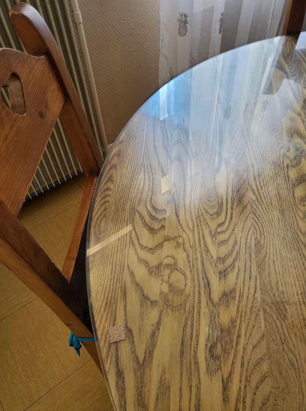 Plateau de table ronde en verre tremp&eacute; transparent 4mm, Meubles