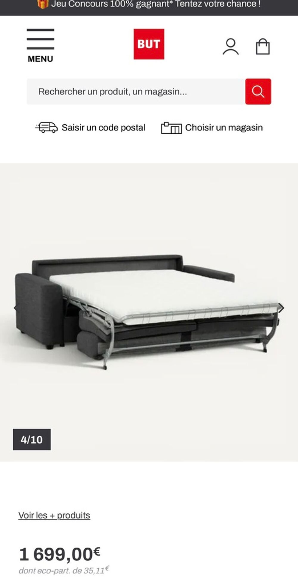 Canap&eacute; convertible tissu fonc&eacute; Meubles