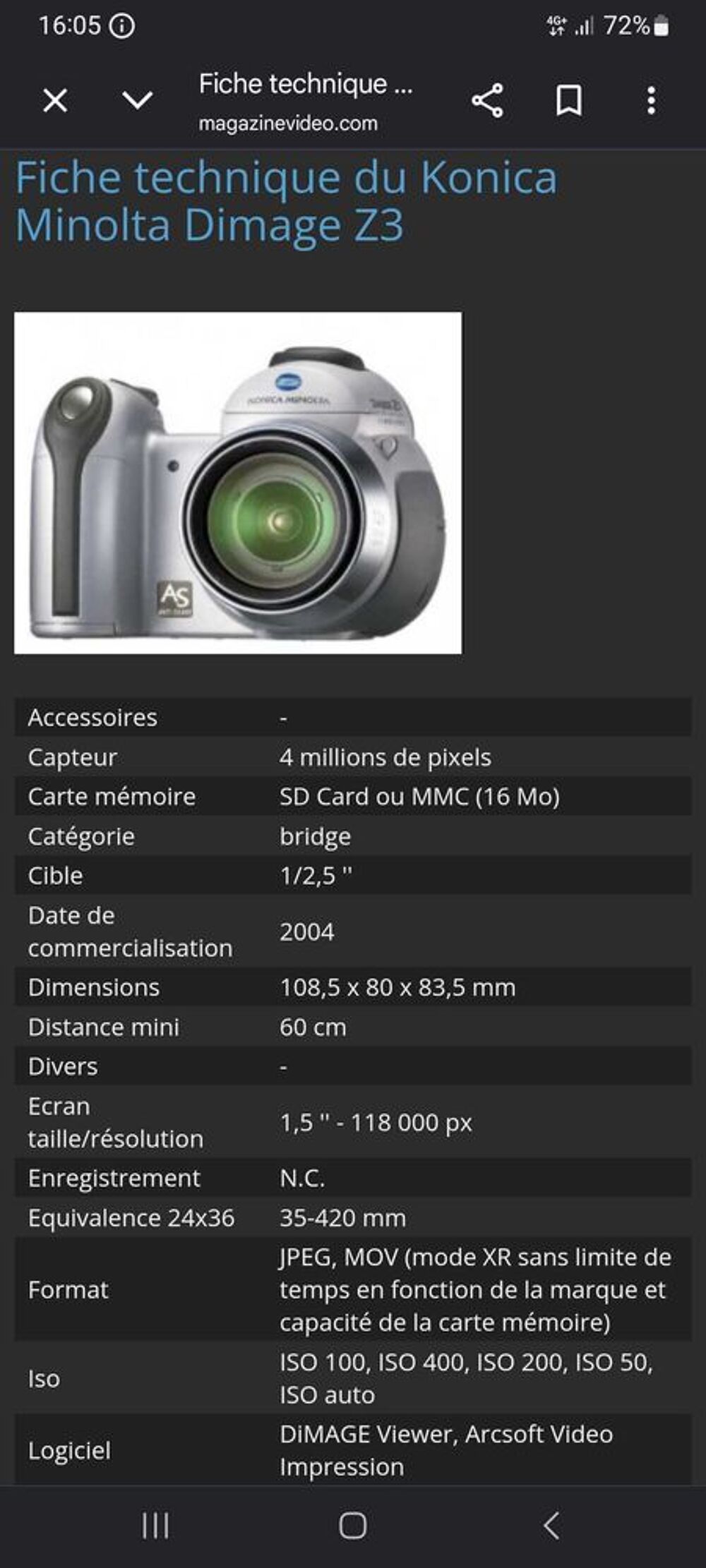 appareil photo Photos/Video/TV