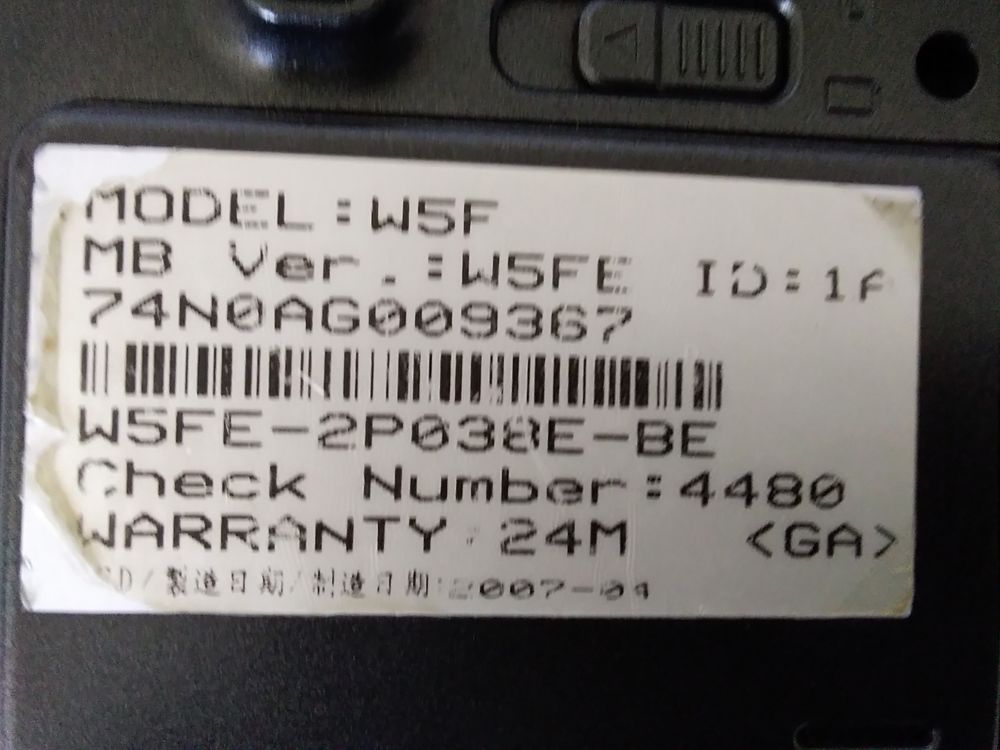 Laptop Asus W5F Matériel informatique