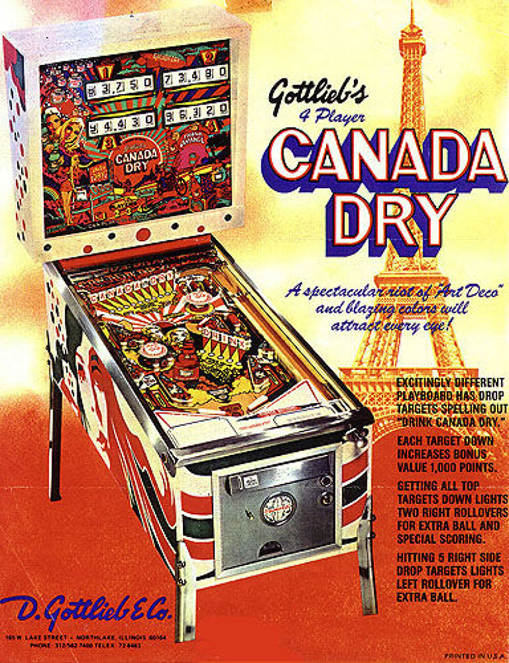 ach&eacute;te flipper CANANA DRY en panne ou pas mais complet Jeux / jouets