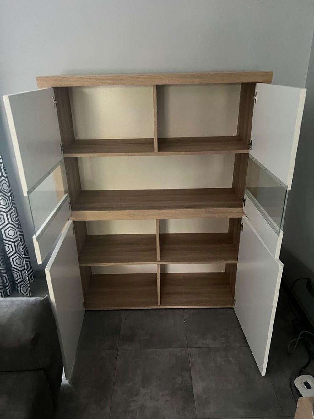 
Vitrine moderne blanc et h&ecirc;tre clair ? Meuble de ran Meubles