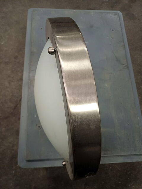 Applique ronde de 31cm diam�tre inox et verre 10 Tours (37)