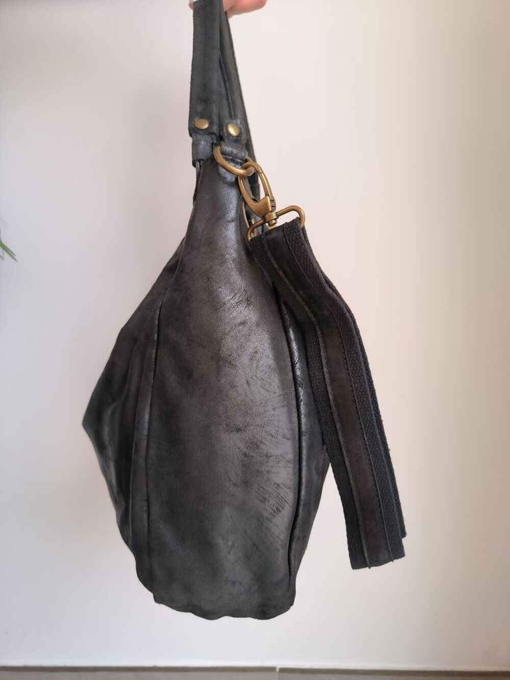 Sac cuir noir double anse, bandouli&egrave;re, neuf. Maroquinerie