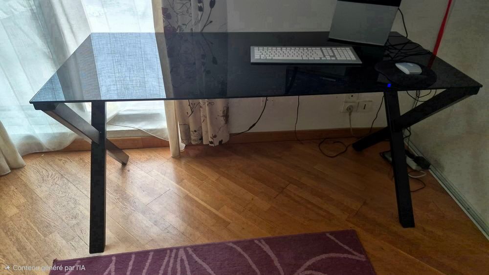 Bureau avec plateau de verre noir Meubles
