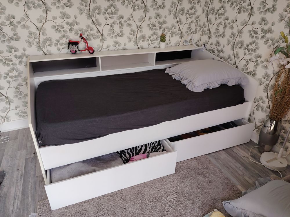 Lit banquette 1 personne avec tiroir et sommier Meubles