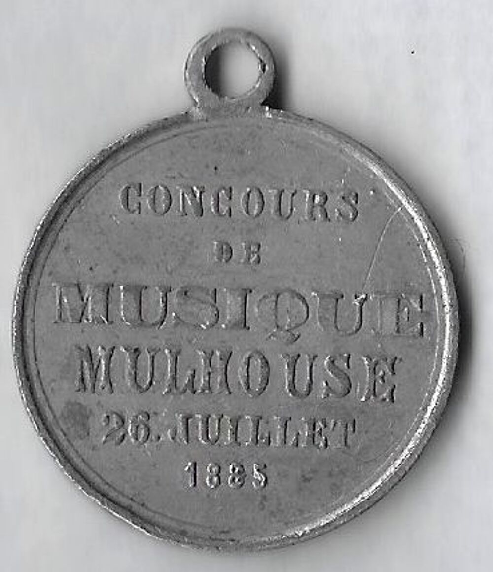 M&eacute;daille rare concours de musique Mulhouse 26 juillet 1885 