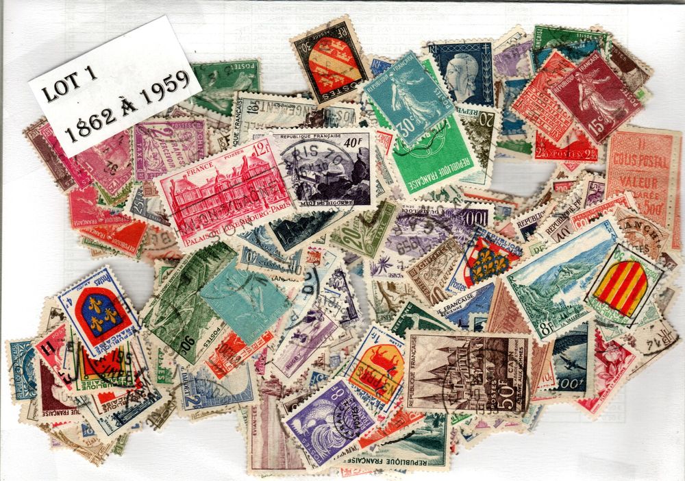 lot de 249 Timbres de France p&eacute;riode de 1862 &agrave; 1959 