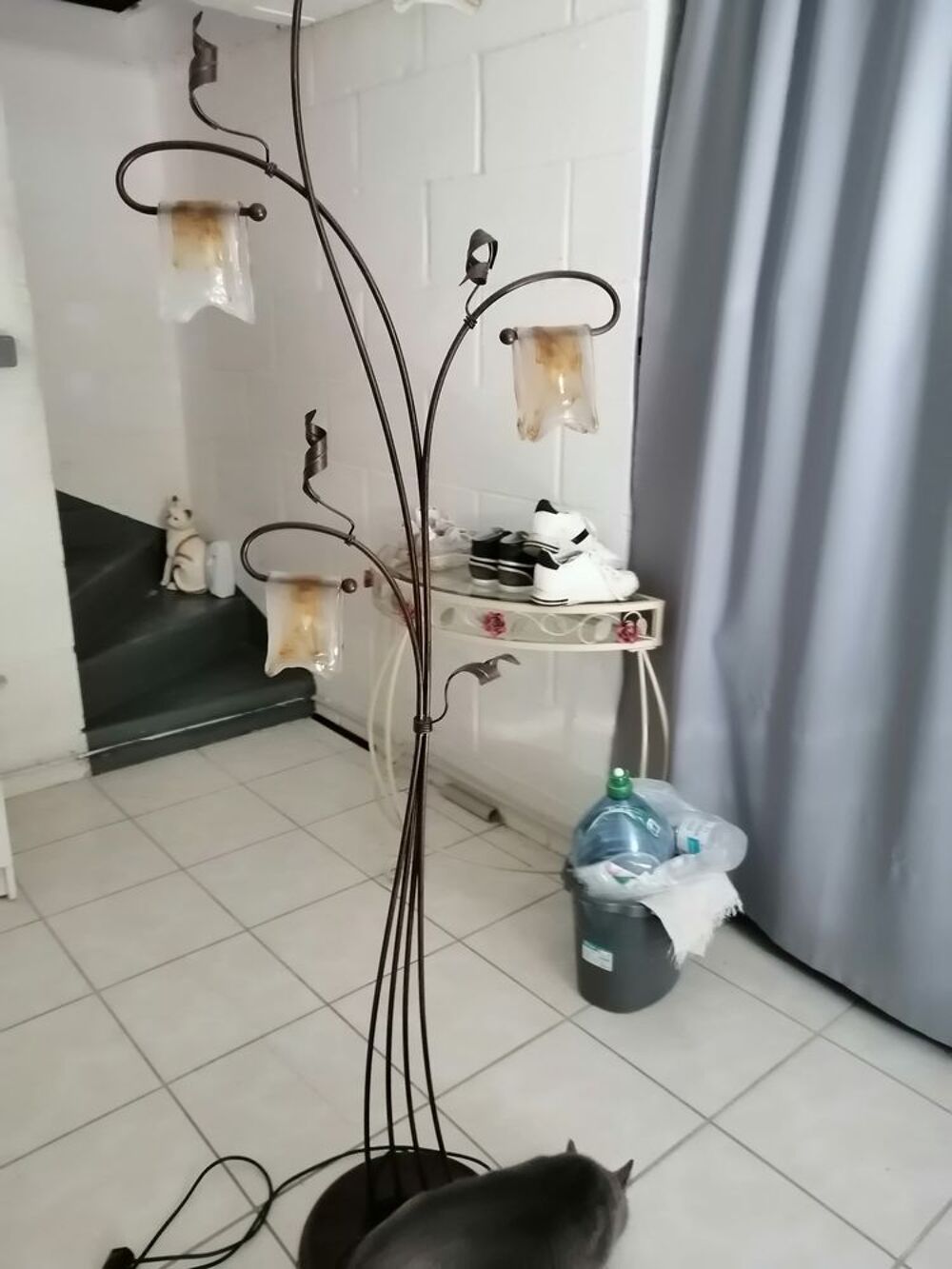 , luminaires sur pieds verre tremp&eacute; tr&egrave;s bon &eacute;tat prix Dcoration