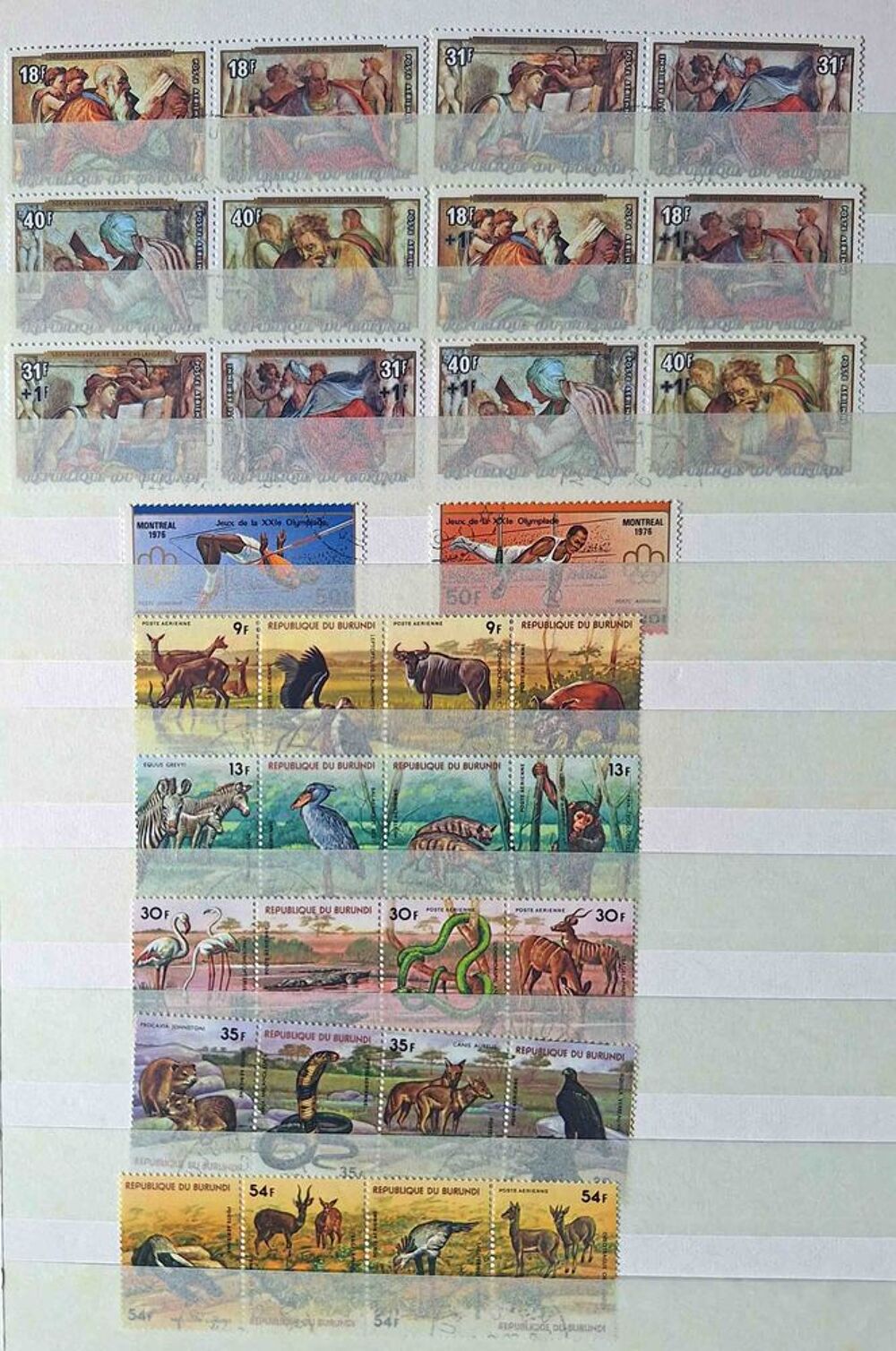 S&eacute;rie de timbres de collection du Burundi 