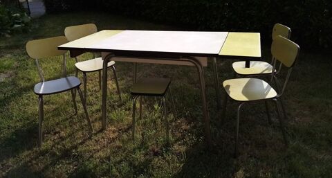 TABLE A RALLONGES + 4 chaises  en FORMICA 50 Leg� (44)