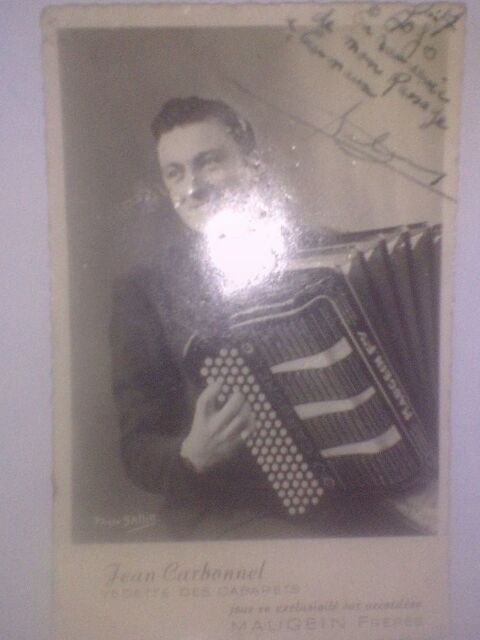 CP D�dicace Accord�on Jean Carbonnel Vedette cabaret Maugein 14 N�rac (47)