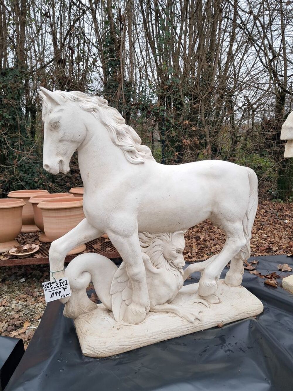 Statue cheval en pierre Décoration