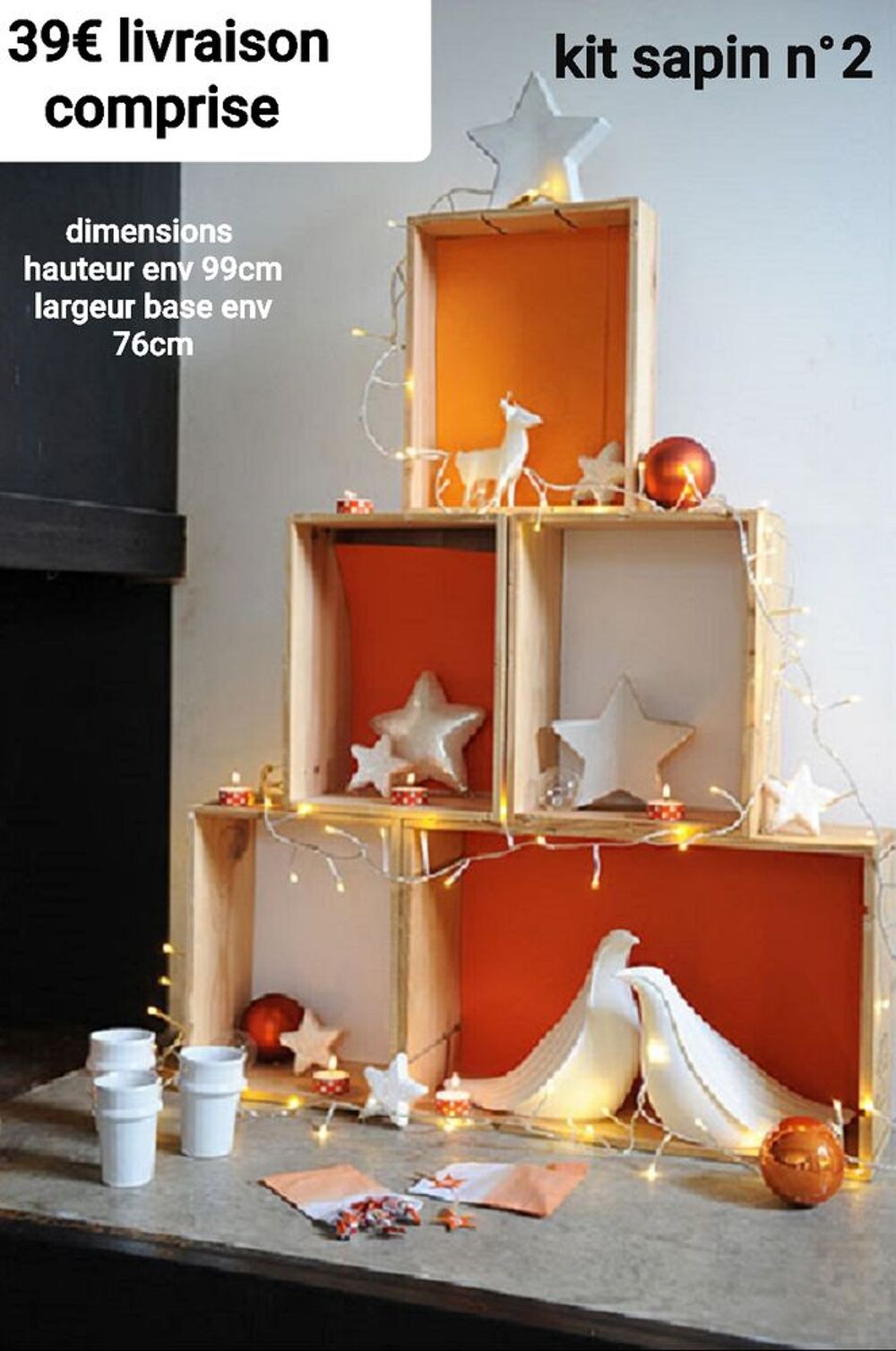 Kit sapin de No&euml;l en caisses de vin Décoration