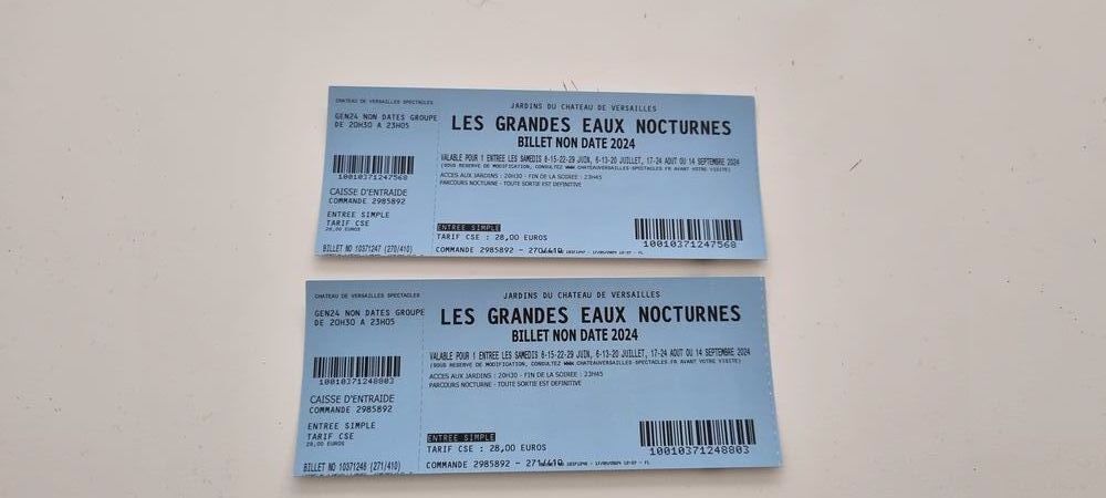 Les grandes eaux nocturnes Billetterie