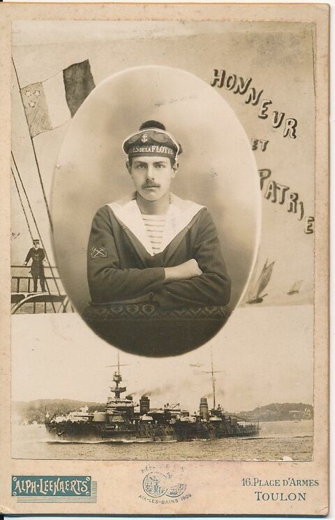 Photographie Militaire Marine �quipages de la Flotte Toulon  35 Loches (37)