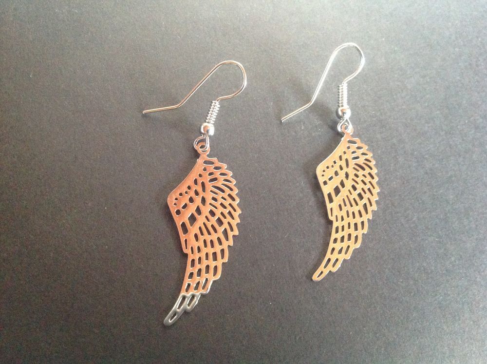 BOUCLES OREILLES ARGENT&Eacute; AILES 3,5cm Envoi Possible Bijoux et montres