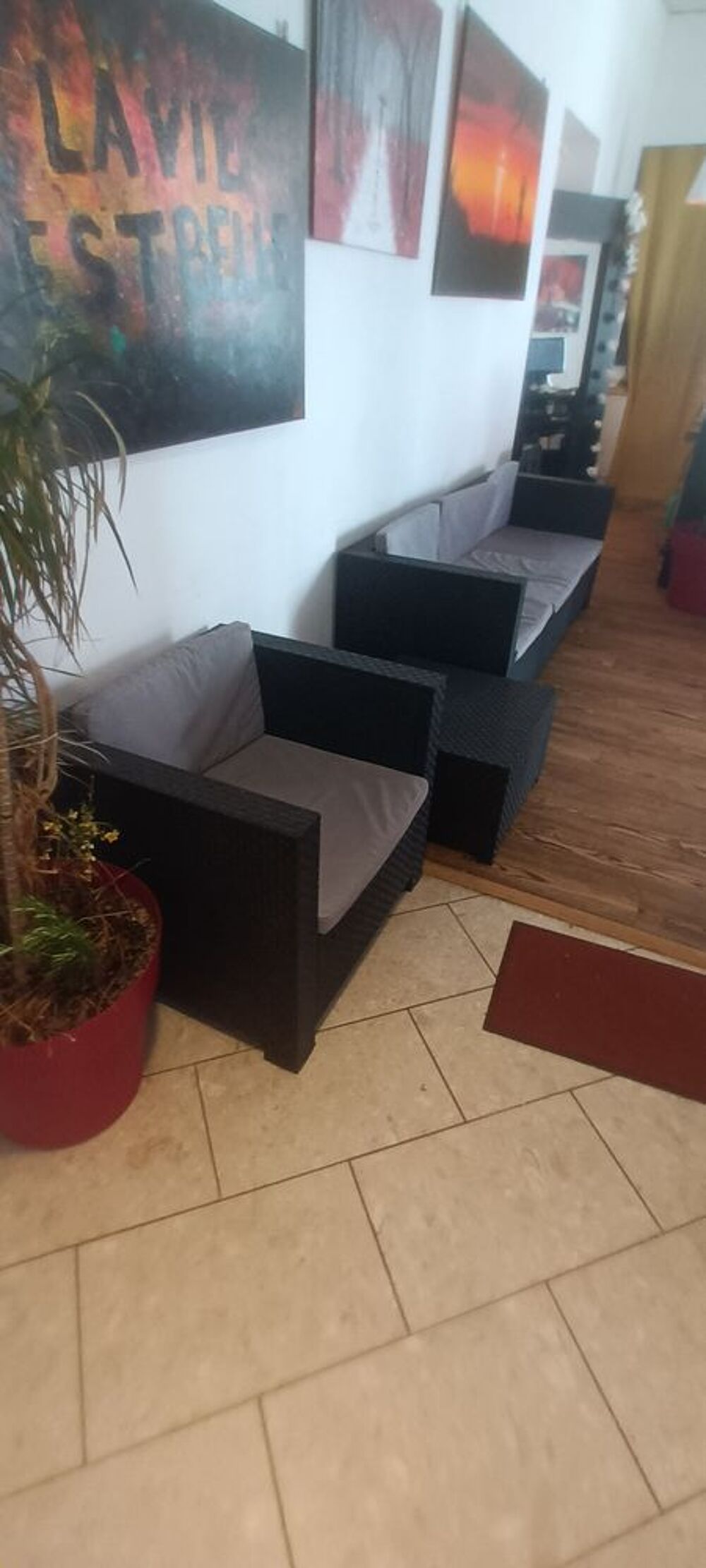 Ensemble banquette, fauteuil, table pour jardin ou terrasse Jardin