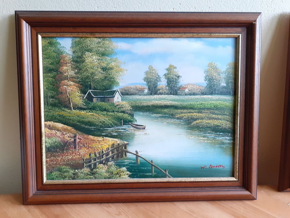 2 Tableaux "Bord de Rivi&egrave;re" Décoration