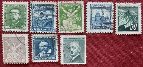 8 timbres à collection  TCHECOSLOVAQUIE oblitérés D'époque 2 Pontoise (95)
