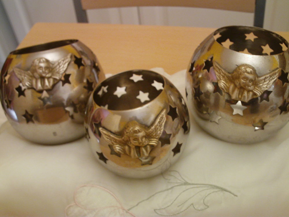 Trois globes Angelo porte bougie ancien en inox N&deg;784 
