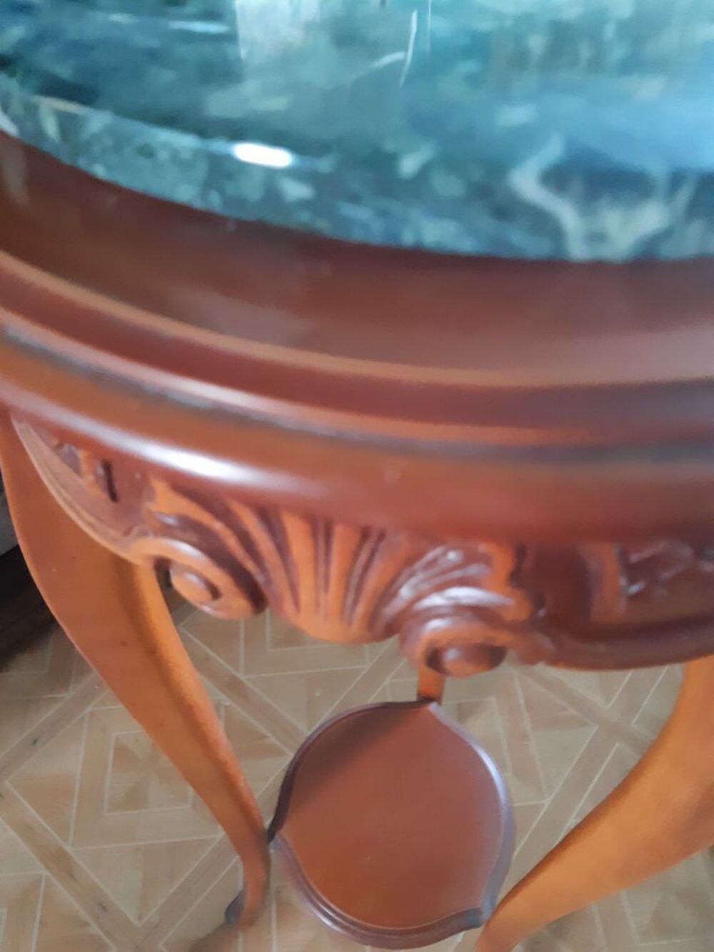 tr&egrave;s jolie console en merisier et marbre vert Décoration