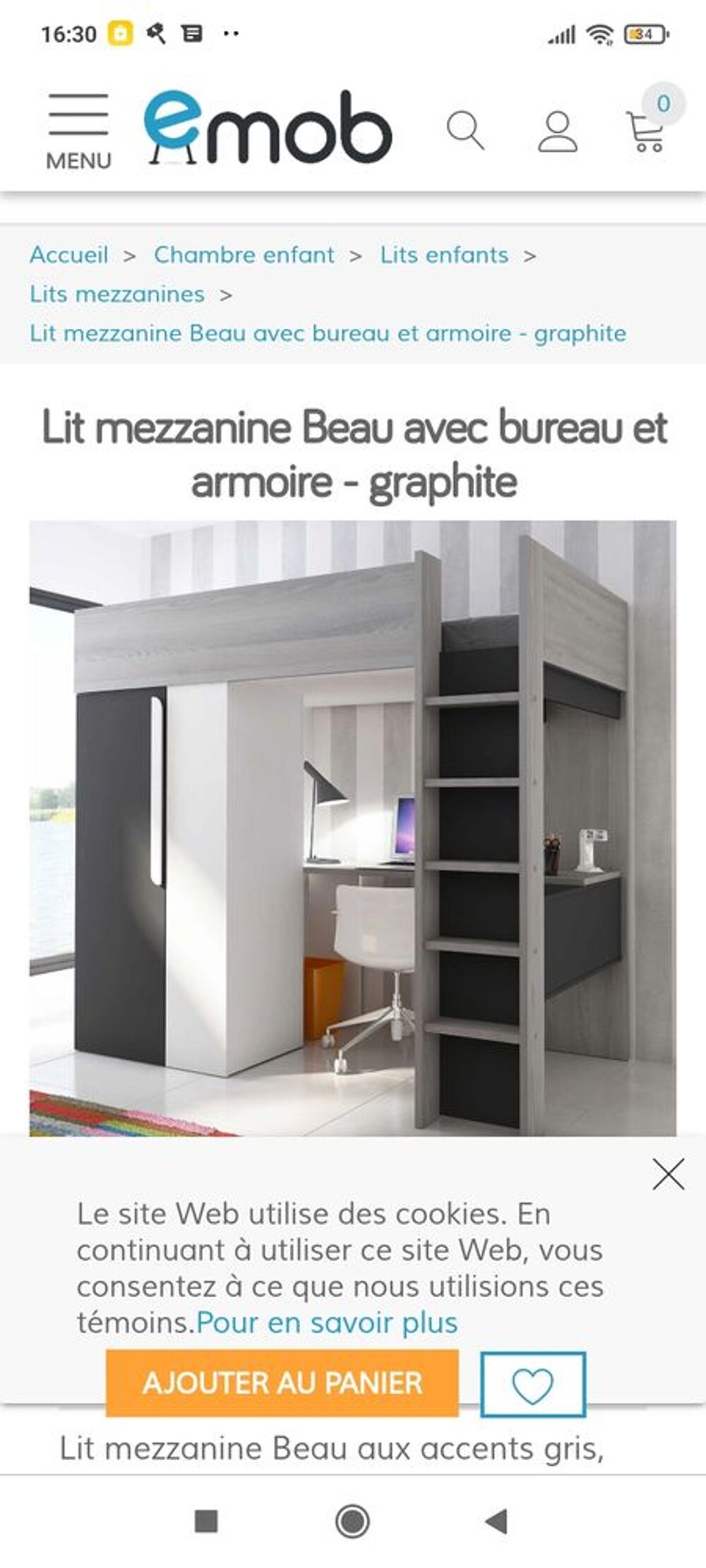 tr&egrave;s beau lit mezzanine jusqu'&agrave; 70g Meubles