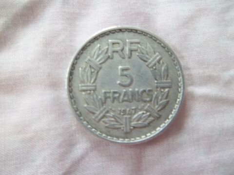 piéce 5 Francs - LAVRILLIER (Alu) - 1947 Tranche lisse 3 Valognes (50)