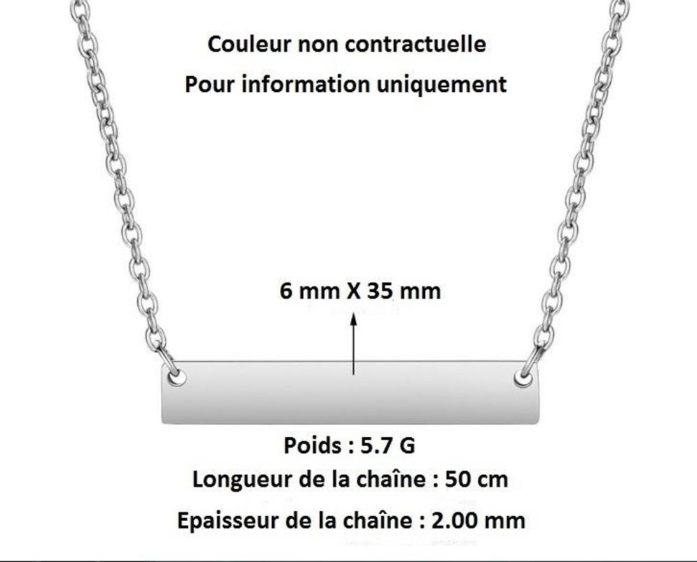 Collier hommage barre ID Johnny Hallyday Bijoux et montres