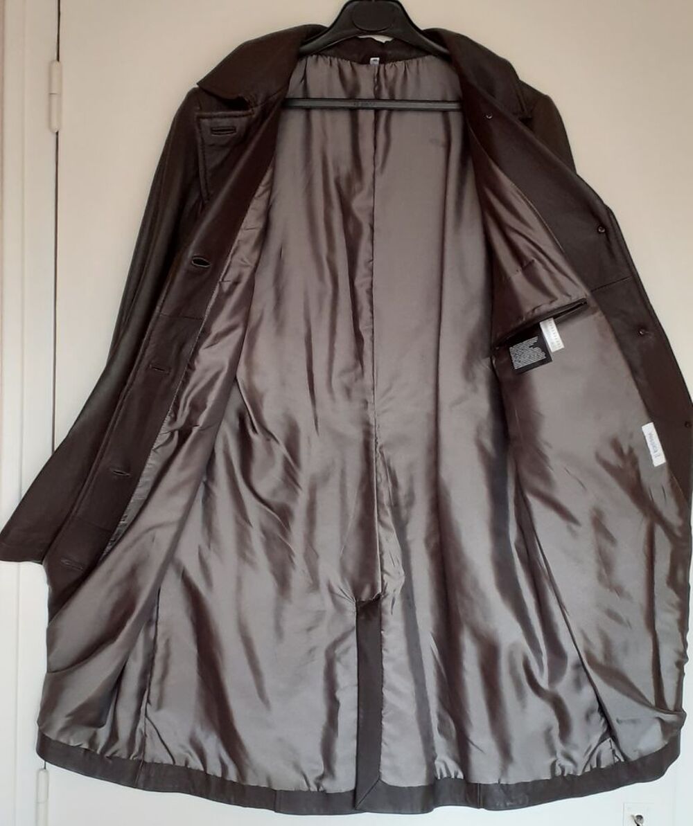 Manteau cuir Marron fonc&eacute; T38-40 Vêtements