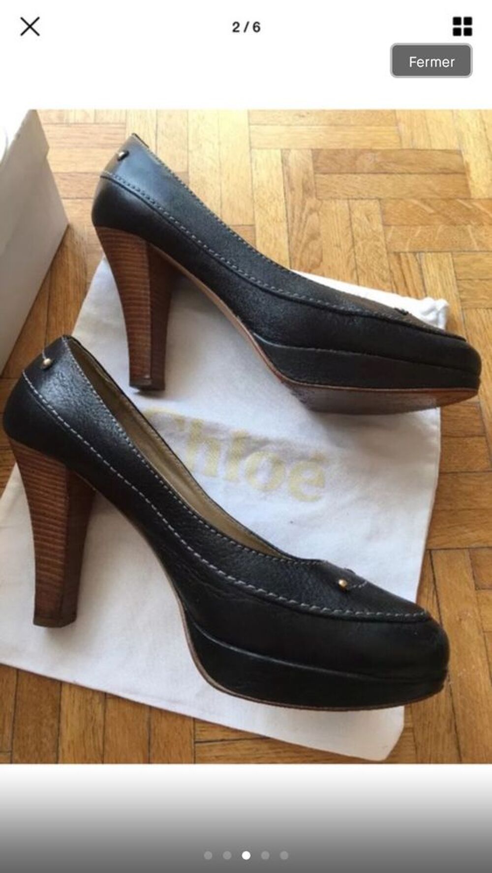 Escarpin Chlo&eacute; en cuir noir taille 40.5 Chaussures