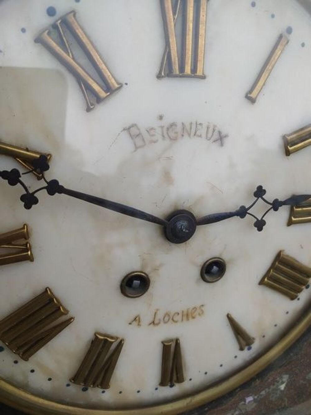 Ancienne Pendule Napol&eacute;on III Marqueterie de Nacre Loches
