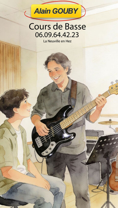 Cours de basse guitare 0 60510 La neuville-en-hez