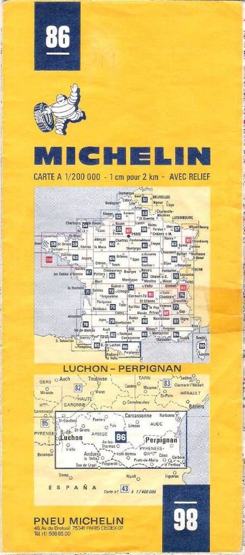 Carte routière Michelin 86 Luchon - Perpignan 1 Balma (31)