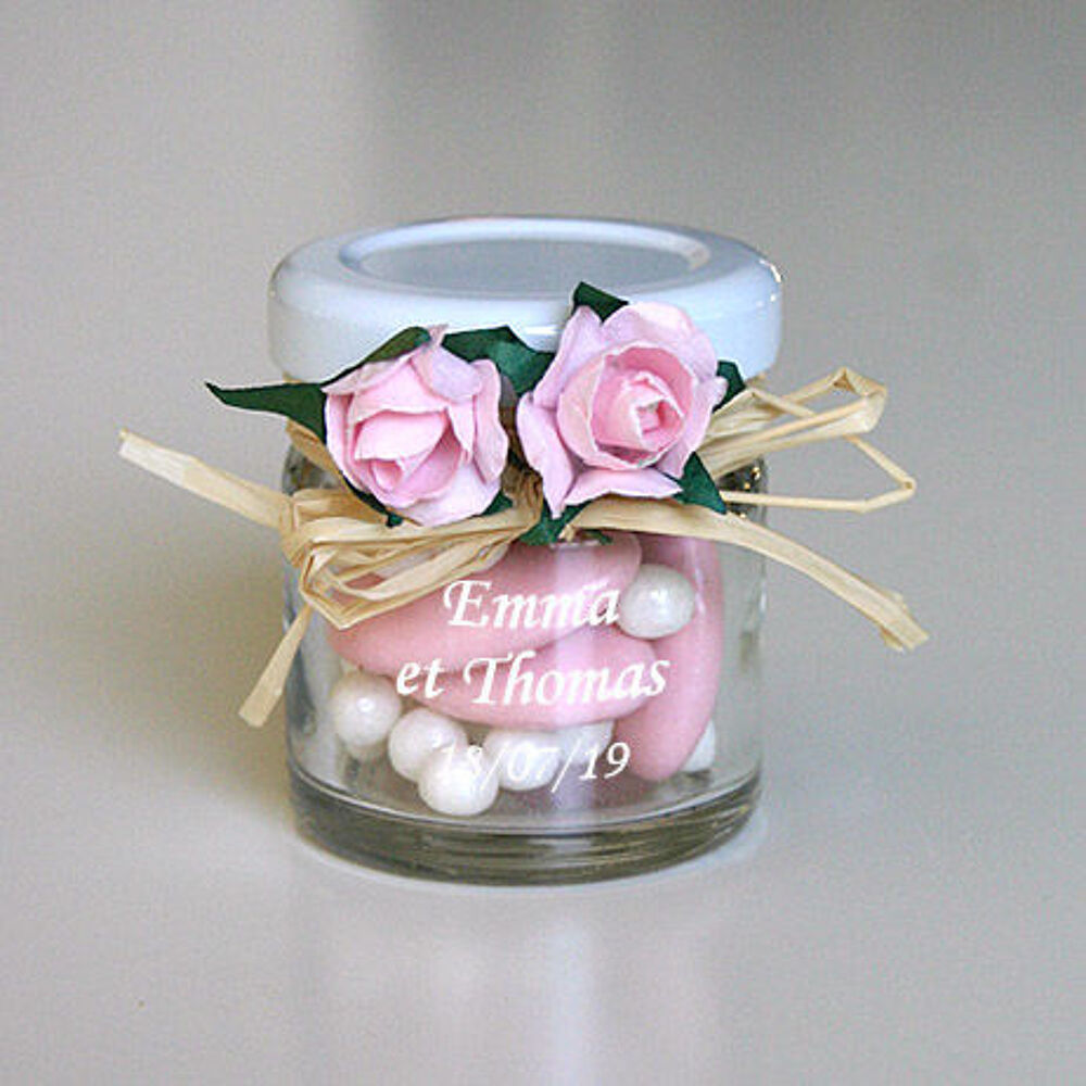 Petits pots en verre (vides) d&eacute;corations mariages &amp; bapt&ecirc;mes Décoration