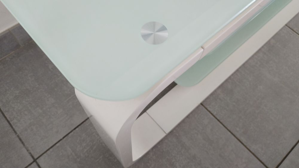 Meuble TV Design Miami Blanc 160 cm - Verre Tremp&eacute; - LED Meubles