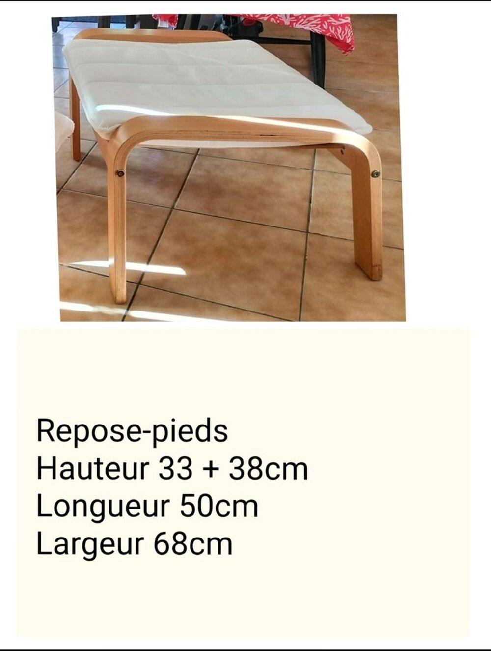  2 Fauteuil beige avec 1 repose-pieds en bois Meubles