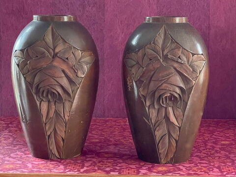 une paire de Vases en bois massif Art Dco (annes 30) 90 Clamart (92)