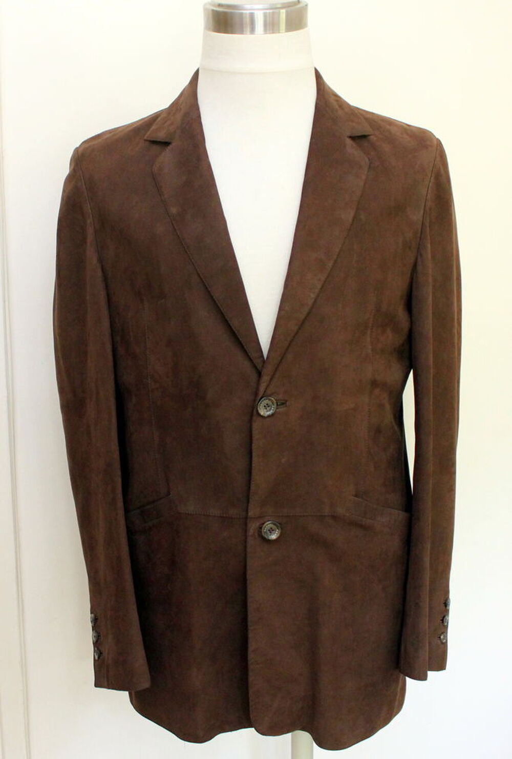 Veste daim et cuir CANALI T.L (T.50/52 Fr) Vêtements