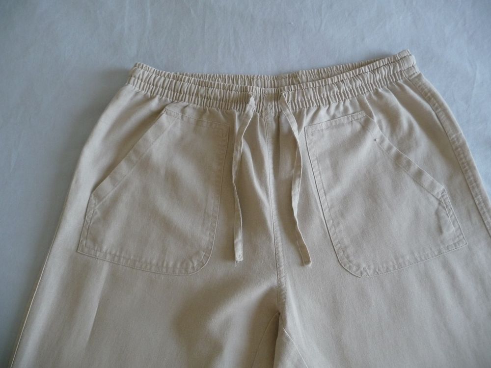 Pantalon lin et coton beige taille 36/38 Vtements