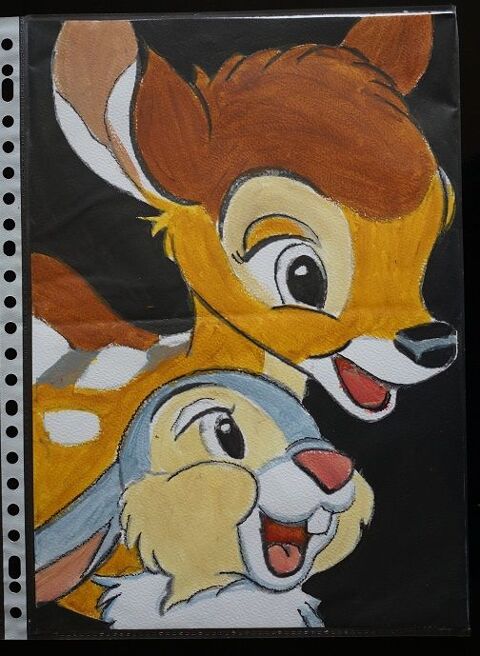 bl - peinture - bambi - sur papier aquarelle format A4 - 300 4 Foug�res (35)