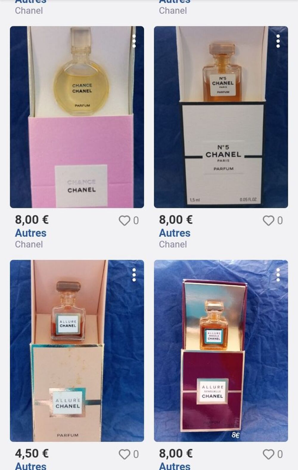 miniatures de parfum de collection Chanel 